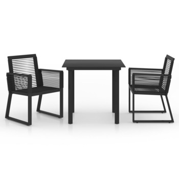 Set mobilier de gradina din 3 piese vidaXL, PVC, 80 x 80 x 74 cm, Negru Set mobilier de gradina din 3 piese vidaXL, PVC, 80 x 80 x 74 cm, Negru