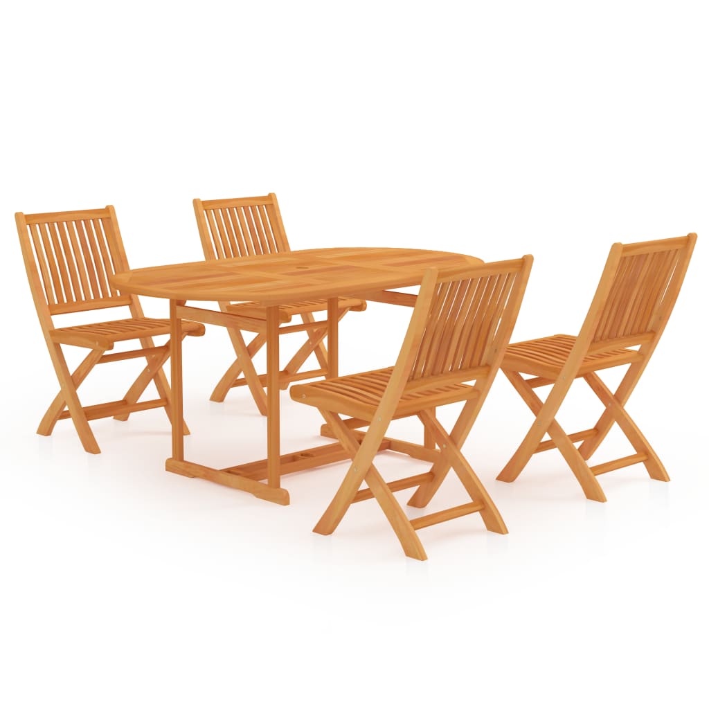 Set mobilier de gradina din 5 piese pliabile vidaXL, Lemn, 150 x 90 x 75 cm, Maro