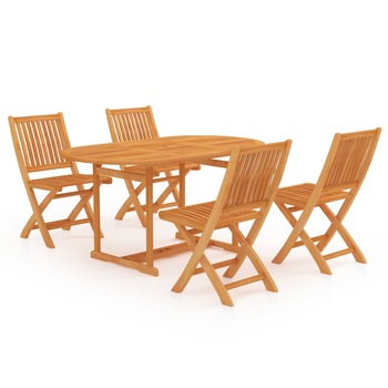 Set mobilier de gradina din 5 piese pliabile vidaXL, Lemn, 150 x 90 x 75 cm, Maro Set mobilier de gradina din 5 piese pliabile vidaXL, Lemn, 150 x 90 x 75 cm, Maro