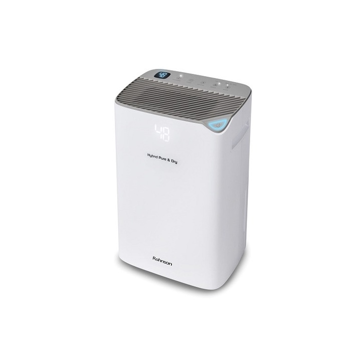 Обезвлажнител Rohnson R-91020, 20 л / 24 ч, 350W, Таймер, Йонизираща функция, Противозамръзваща функция, UV-C стерилизация, Бял
