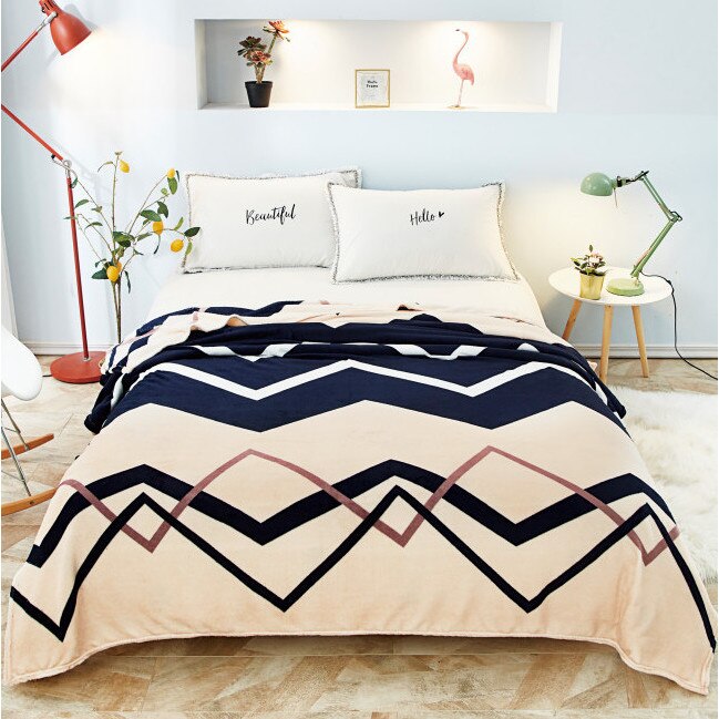 Patura cocolino moale, 200X220cm, pentru pat dublu, cu model, multicolor OMNP448