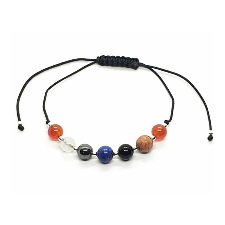 Bratara pentru Probleme spate cu pietre semipretioase si bilute de argint, byRetroChique, marime reglabila 16-24 cm