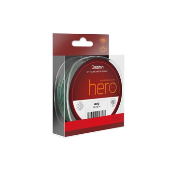 Fir pescuit, Textil Delphin, Model HERO Culoare verde Diametru 0,12mm Rezistenta 18lbs Lungime 117m Fir pescuit, Textil Delphin, Model HERO Culoare verde Diametru 0,12mm Rezistenta 18lbs Lungime 117m