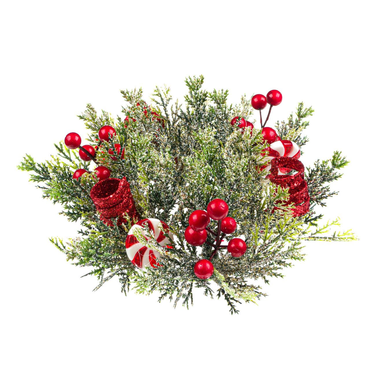 Aranjament decorativ pentru masa de Craciun, model coronita de pus lumanare cu Zapada si Acadele, 24 cm, Multicolor