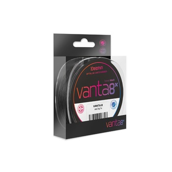 Fir pescuit, Textil Delphin, Model Vanta 8 Culoare negru Diametru 0,16mm Rezistenta 7,70kg Lungime 130m Fir pescuit, Textil Delphin, Model Vanta 8 Culoare negru Diametru 0,16mm Rezistenta 7,70kg Lungime 130m