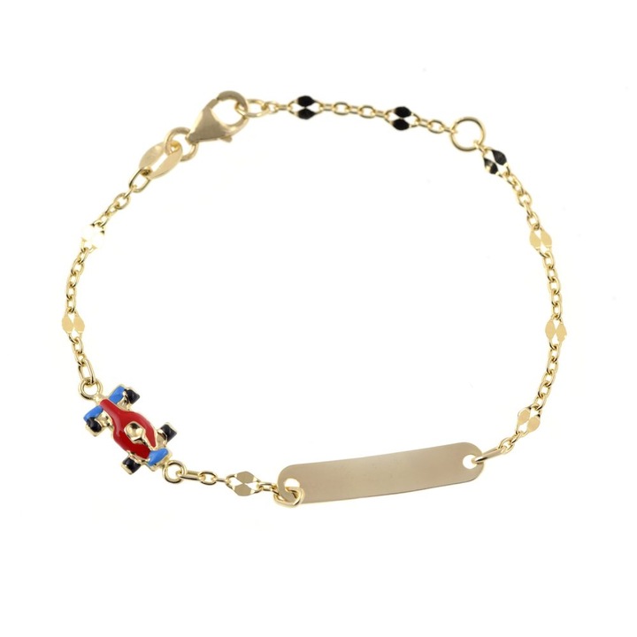 Bratara copii cu masinuta din aur galben