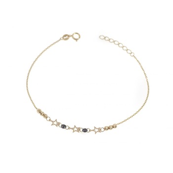 Bratara cu stelute si zirconiu negru aur galben Bratara cu stelute si zirconiu negru aur galben