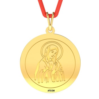 Pandantiv din aur galben cu snur rosu model Banut ortodox 1