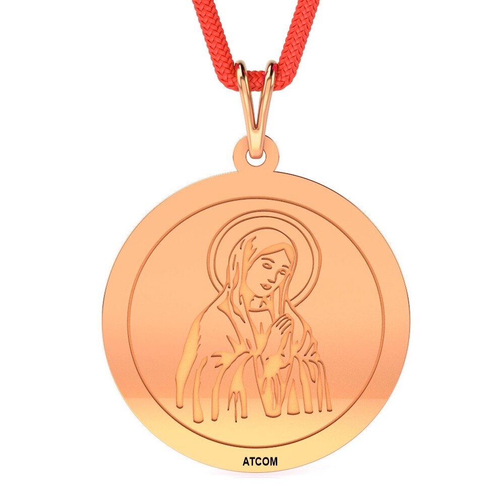 Pandantiv din aur roz cu snur rosu model Banut ortodox 1