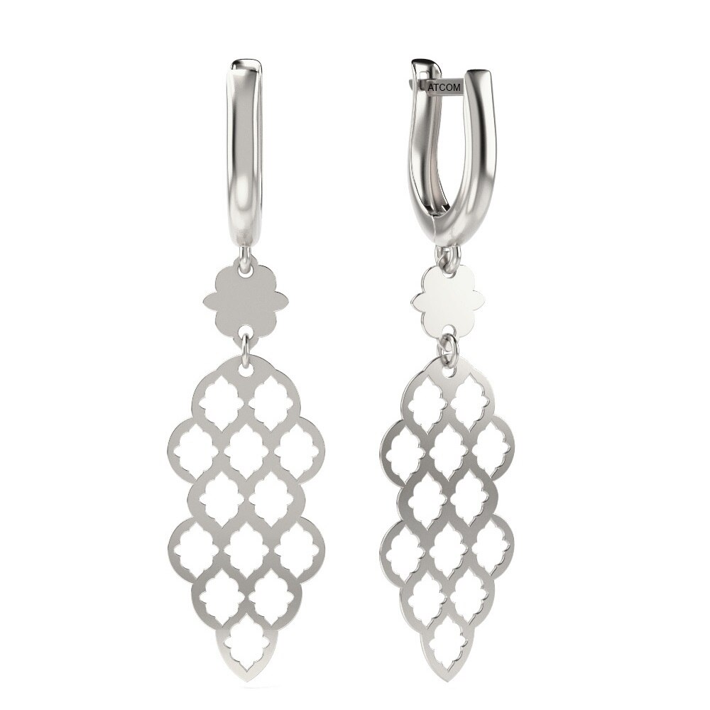 Cercei din aur alb model 62