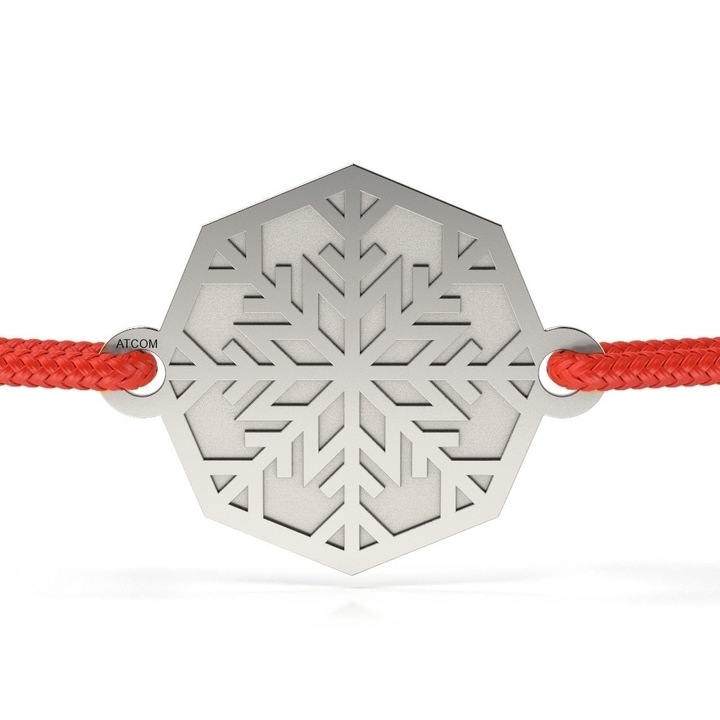Гривна от бяло злато с червена връв, ATCOM, модел Luminous Flake