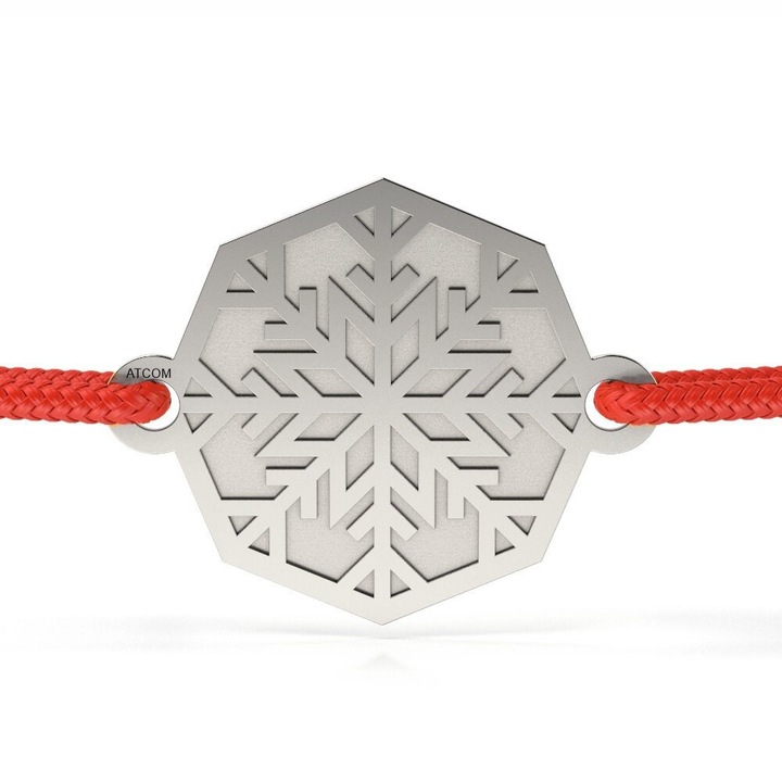 Ezüst karkötő világító hópehely mintával