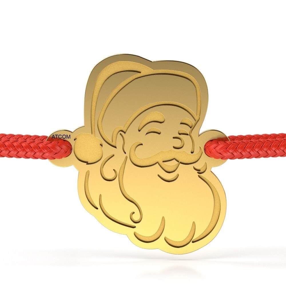 Bratara din aur galben cu snur rosu model Santa Claus