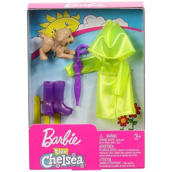 Set haine Barbie, accesorii pentru ploaie pentru Chelsea, 3 ani+ Set haine Barbie, accesorii pentru ploaie pentru Chelsea, 3 ani+