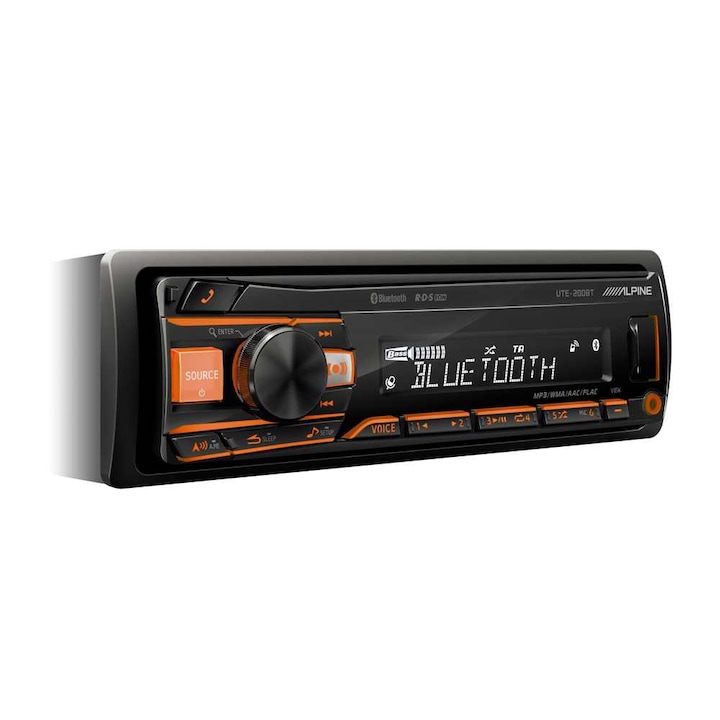 Alpine UTE-200BT autórádió, 1DIN, 4x50W, USB, AUX, Bluetooth, fekete-narancs