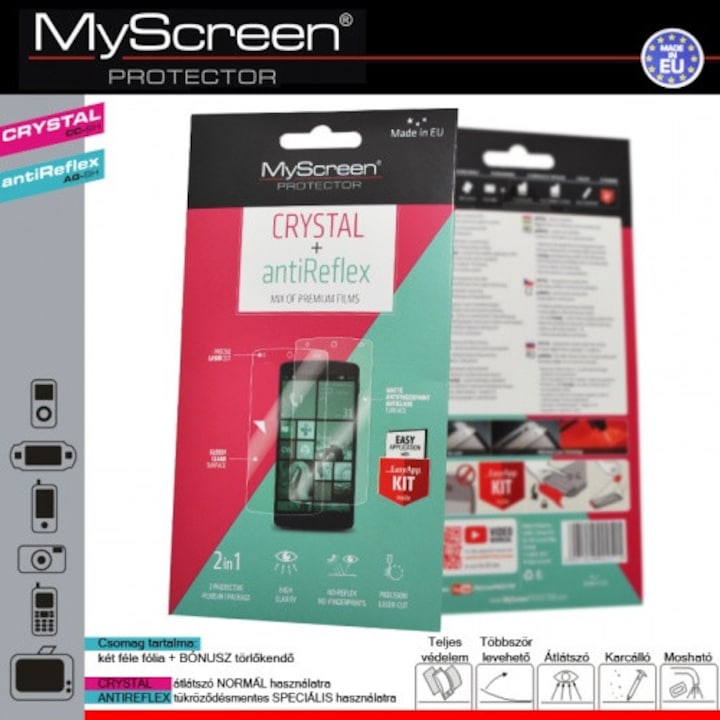 Myscreen M2106AGHD MYSCREEN CRYSTAL/ANTIREFLEX Kijelzővédő fólia (2 féle típus) ÁTLÁTSZÓ / TÜKRÖZŐDÉSMENTES [Samsung Galaxy Alpha (SM-G850)]