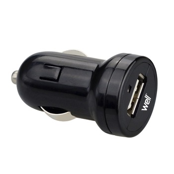 Alimentator USB bricheta auto 1 iesire 1A, Negru Well Alimentator USB bricheta auto 1 iesire 1A, Negru Well