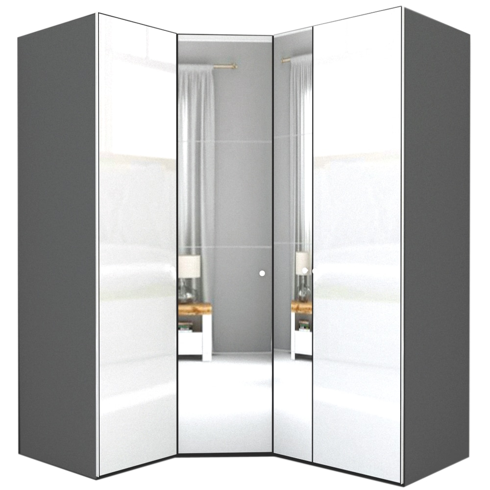 Dulap de Colt Genarom LEX Model A, Gri Lucios O / Oglinda, 153-178 x 240 x 66 cm