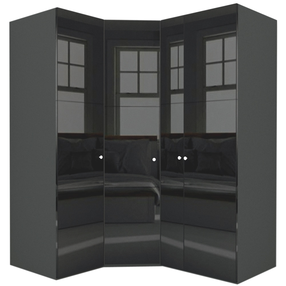 Dulap de Colt Genarom LEX Model A, Negru Lucios, 153-178 x 218 x 66 cm