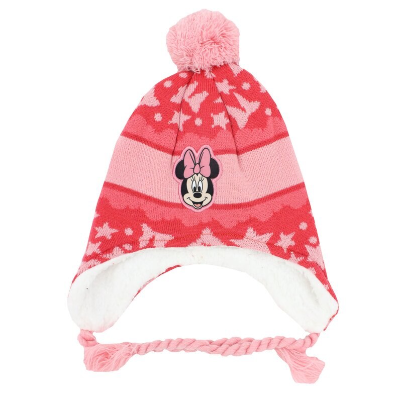 Caciula de iarna cu blana, acril, Minnie, roz deschis