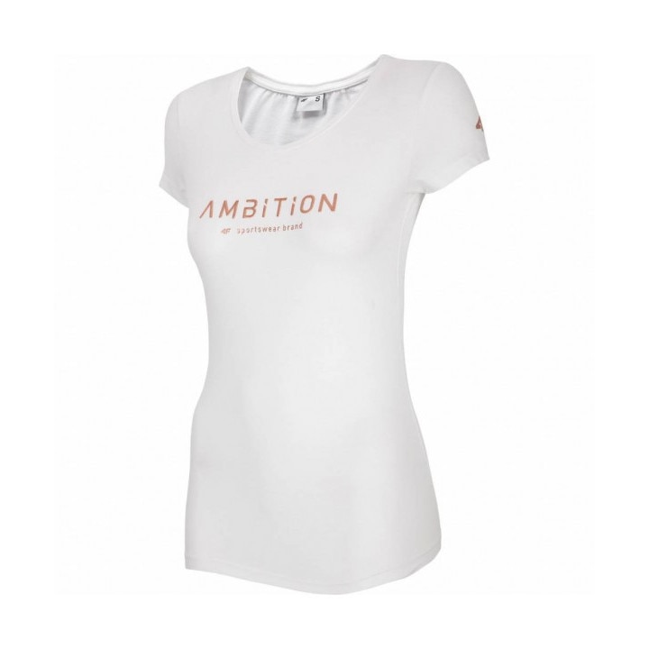 Tricou dama, 4F, H4L21-TSD033, Bumbac, Alb