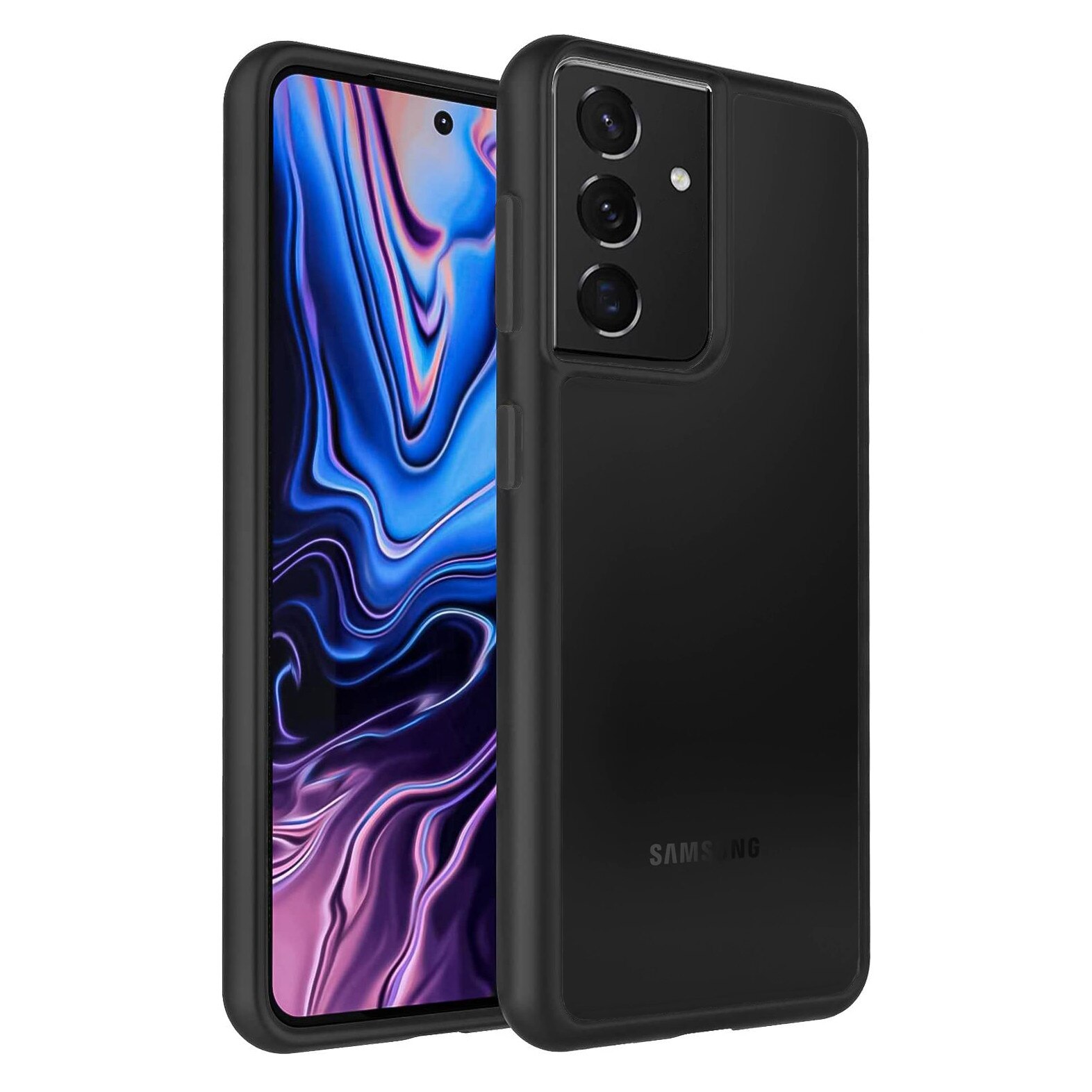 Husa pentru Samsung Galaxy S21 PLUS, Hybrid ultra slim, carcasa spate Antisoc, hardcase, Negru