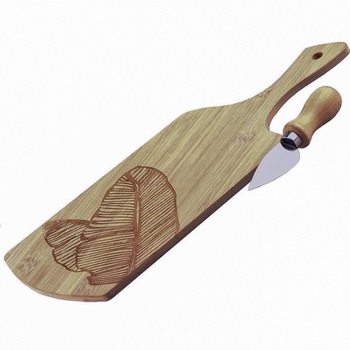 Set platou servire/prezentare branzeturi/aperitive si cutit, Quasar & Co., 34 x 14 cm, bambus, natur Set platou servire/prezentare branzeturi/aperitive si cutit, Quasar & Co., 34 x 14 cm, bambus, natur