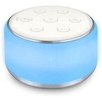 Dispozitiv si Aparat Sunete Albe, Purpley®, White Noise, 34 Sunete Linistitoare, 7 Culori Ajustabile, Pentru Copii si Adulti, Lumina Veghe, Functie Timer Si Memorare, Incarcator USB-C, Acumulatori 1800mA, Design Ergonomic, Versatil, Compact, Alb