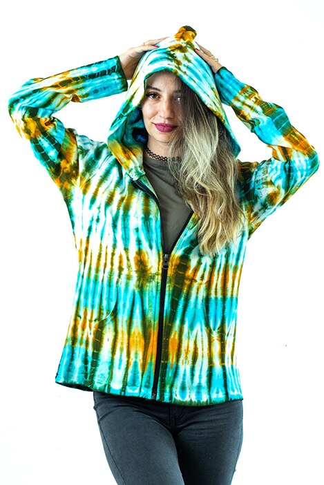 Hanorac Tie Dye Multicolor, Model 5, Marime L