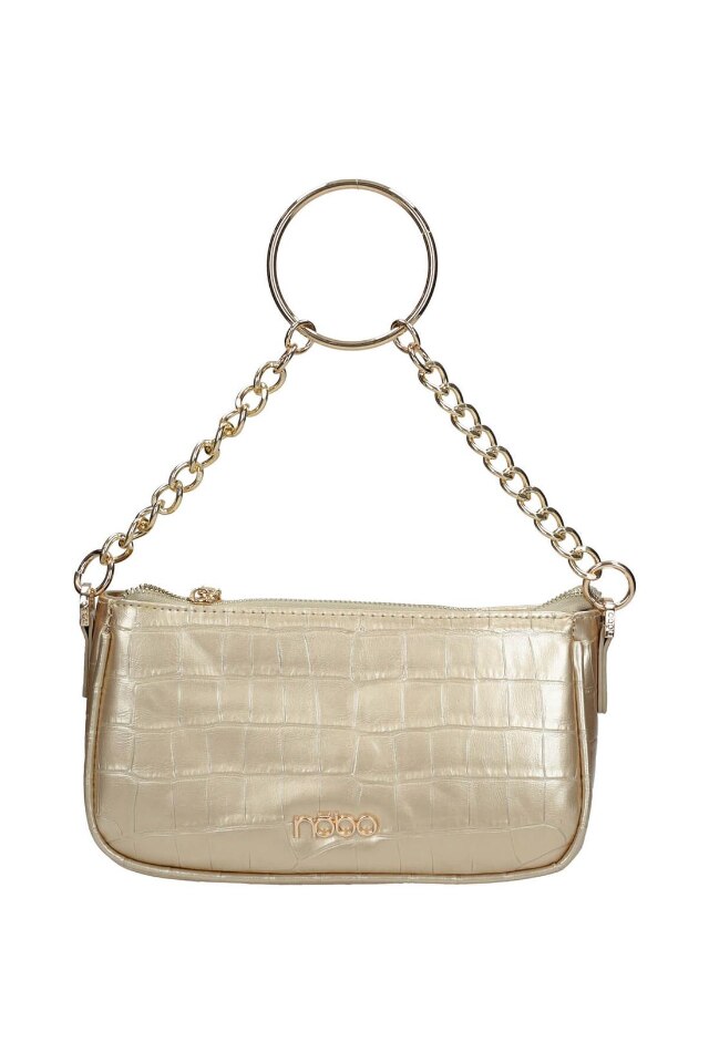 Geanta de mana, Nobo, Piele ecologica, Auriu, 14x25x6 cm