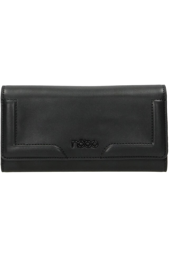 Portofel NOBO, 10x19.5x4 cm, Piele ecologica, Negru
