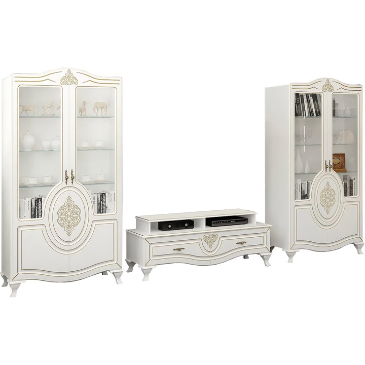 Set living Milan, 346x46x184cm, alb