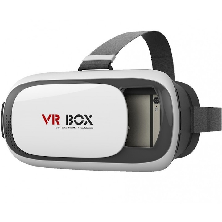 Professzionális VR szemüveg 85º ~ 95º szöggel, Android / iOS rendszerrel kompatibilis, LCD kijelző, anyaga ABS és polikarbonát, szín fehér/fekete