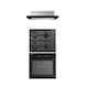 Pachet cuptor electric, plita gaz si hota telescopica Trio Mirage Iseo Black Studio Casa, 56 l, Clasa energetica A, 6 functii, 4 arzatoare gaz, 2 motoare, Negru