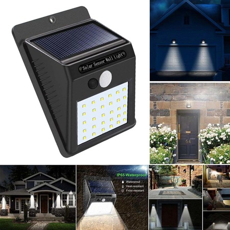 Set 6 lampi solare, Tiessa®, 30 de LED, senzor de miscare, 0.55W