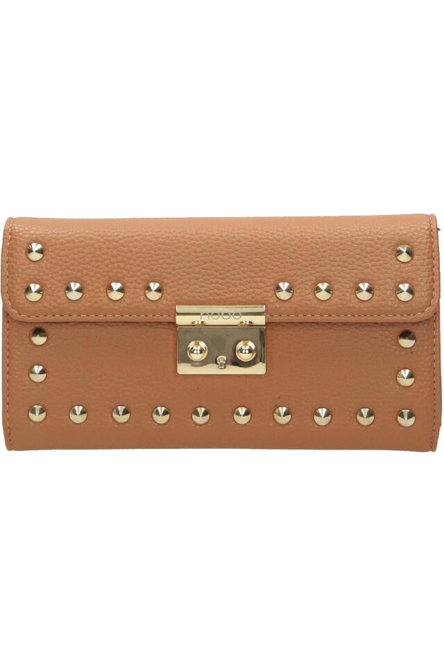Portofel pentru femei, Nobo, NPUR-K0140-C015, Piele ecologica, 10 x 19.5 x 3.5 cm, Maro/Auriu