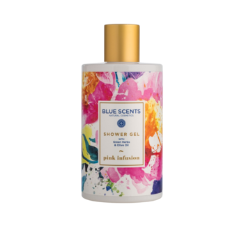 Gel de dus Blue Scents, cu ulei de masline organic, ierburi grecesti, infuzie roz, 300 ml Gel de dus Blue Scents, cu ulei de masline organic, ierburi grecesti, infuzie roz, 300 ml