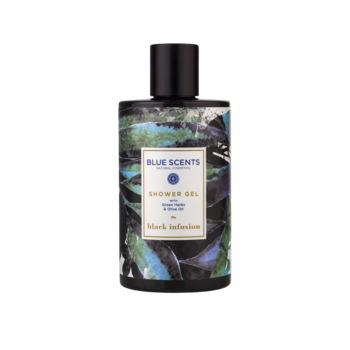 Gel de dus Blue Scents, infuzie neagra, cu ulei organic de masline si extract de ierburi grecesti, 300 ml Gel de dus Blue Scents, infuzie neagra, cu ulei organic de masline si extract de ierburi grecesti, 300 ml