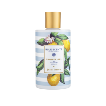 Gel de dus Blue Scents, cu lamaie, ulei de masline organic, ierburi grecesti, 300 ml Gel de dus Blue Scents, cu lamaie, ulei de masline organic, ierburi grecesti, 300 ml