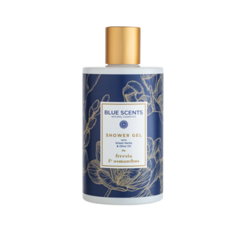 Gel de dus Blue Scents, cu frezie, osmanthus, ulei de masline organic, ierburi grecesti, 300 ml Gel de dus Blue Scents, cu frezie, osmanthus, ulei de masline organic, ierburi grecesti, 300 ml