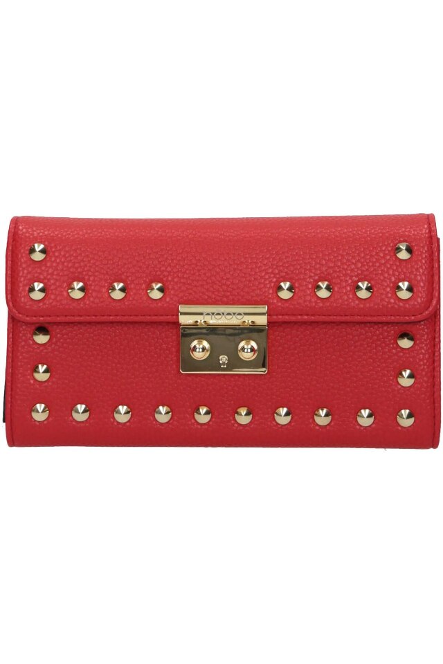 Portofel pentru femei, Nobo, NPUR-K0140-C005, Piele ecologica, 10 x 19.5 x 3.5 cm, Rosu/Auriu