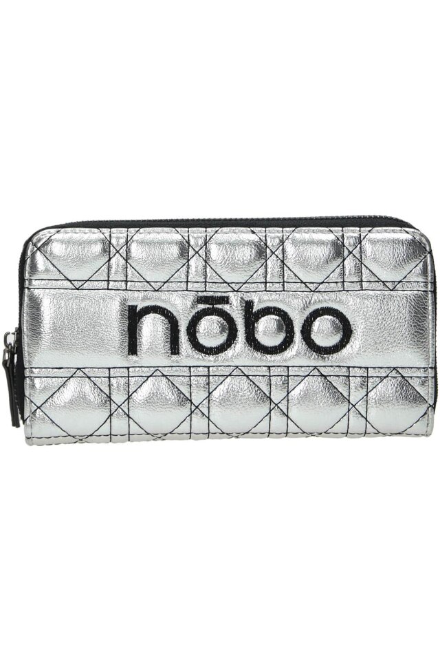 Portofel pentru femei, Nobo, NPUR-L1040-C022, Piele ecologica, 10 x 19.5 x 3.5 cm, Argintiu/Negru