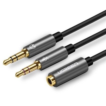 Cablu audio, UGREEN, AV140, AUX, 2 x jack 3,5 tata la jack 3,5 mm mama, Placat cu aur 24K, Lungime 20 cm, Negru/Gri inchis Cablu audio, UGREEN, AV140, AUX, 2 x jack 3,5 tata la jack 3,5 mm mama, Placat cu aur 24K, Lungime 20 cm, Negru/Gri inchis
