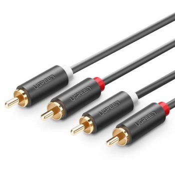 Cablu audio, UGREEN, AV104, 2 x RCA tata la 2 x RCA tata, Conector placat cu aur 24k, 100 cm, Negru, Acoperit cu PVC Cablu audio, UGREEN, AV104, 2 x RCA tata la 2 x RCA tata, Conector placat cu aur 24k, 100 cm, Negru, Acoperit cu PVC