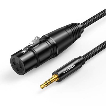 Cablu audio, UGREEN, AV182, XLR mama la jack 3,5 mm tata, conector placat cu aur 24k, Lungime 100 cm, Negru, Tip snur acoperit cu PVC Cablu audio, UGREEN, AV182, XLR mama la jack 3,5 mm tata, conector placat cu aur 24k, Lungime 100 cm, Negru, Tip snur acoperit cu PVC