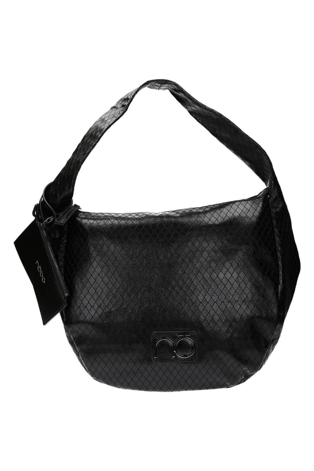 Geanta de dama, Nobo, Material lucios, Buzunar interior, 33 x 37 x 18 cm, Negru