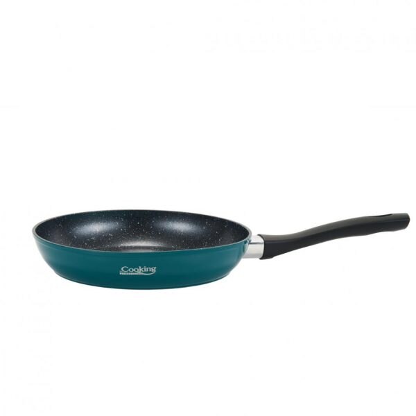 Tigaie aluminiu, 28×5 cm, interior marmorat non-stick, Verde
