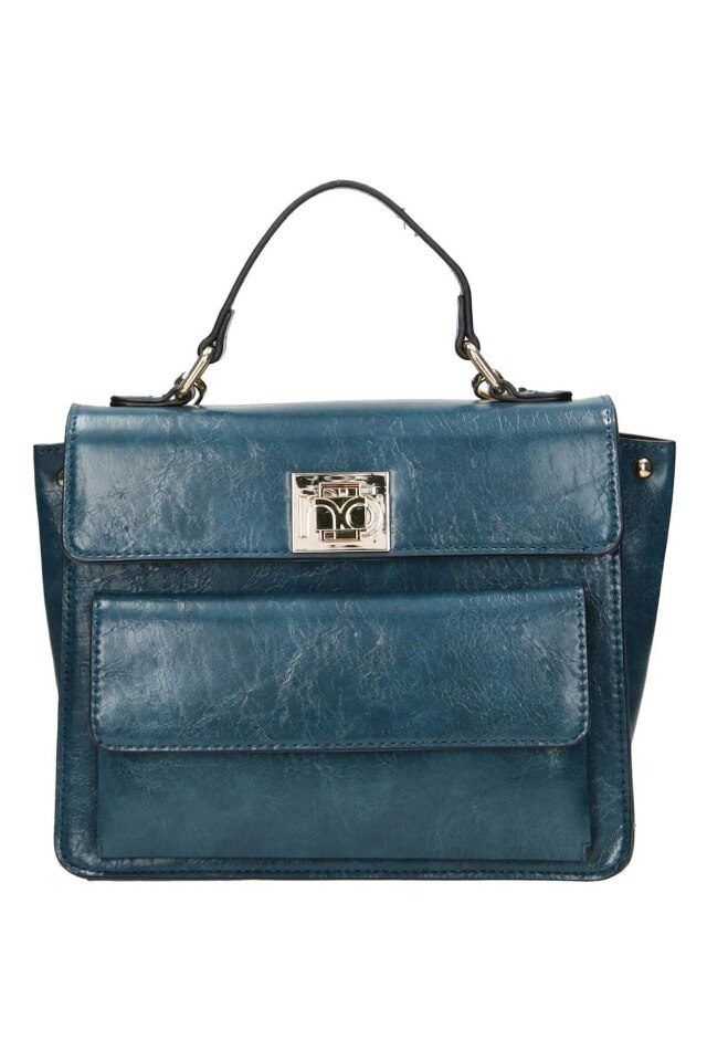 Geanta de mana, Nobo, Piele ecologica, Albastru, 20x24x10 cm