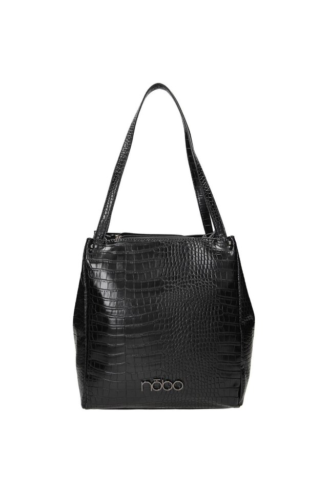 Geanta Nobo, Piele ecologica, 30 x 28 x 15 cm, Negru