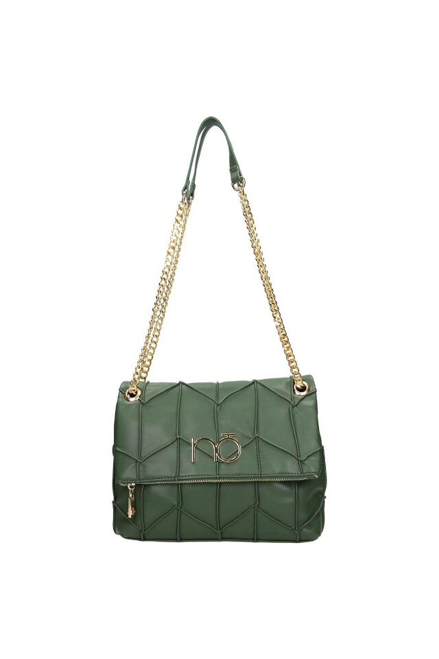 Geanta de dama, Nobo, Toarta lant, 2 x Buzunar interior, Detalii cusute, 22 x 32 x 10 cm, Verde